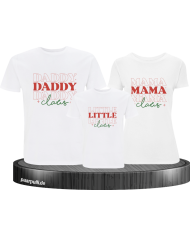 3er Set Daddy Claus, Mama Claus, Little Claus Familienlook T-Shirts