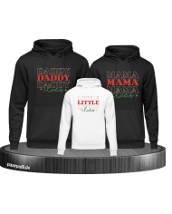 Daddy Claus, Mama Claus, Little Claus 3er Familienlook Hoodies