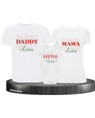 Daddy Claus, Mama Claus, Little Claus 3er Familienset T-Shirts mit  Babybody