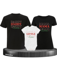 Daddy Claus, Mama Claus, Little Claus 3er Familienset T-Shirts mit  Babybody