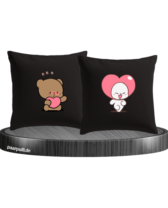 Milk and Mocha Herz Kissenbezüge Set