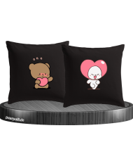 Milk and Mocha Herz Kissenbezüge Set