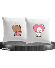 Milk and Mocha Herz Kissenbezüge Set
