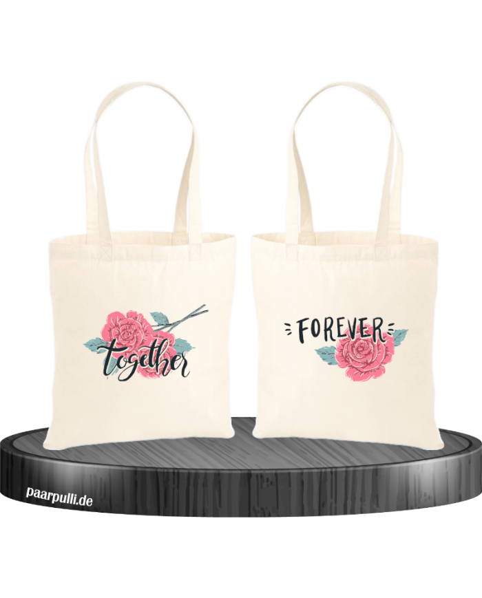 Together Forever Rose Jutebeutel Set