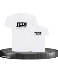 Jedi Master und Young Padawan Partnerlook T-Shirts für Vater und Kind