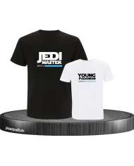 Jedi Master und Young Padawan Partnerlook T-Shirts für Vater und Kind