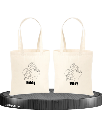 Hubby and Wifey Jutebeutel Set Hubby and Wifey Jutebeutel Set