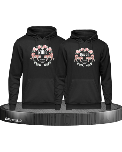 King and Queen with Flowers Hoodie King and Queen with Flowers Hoodie