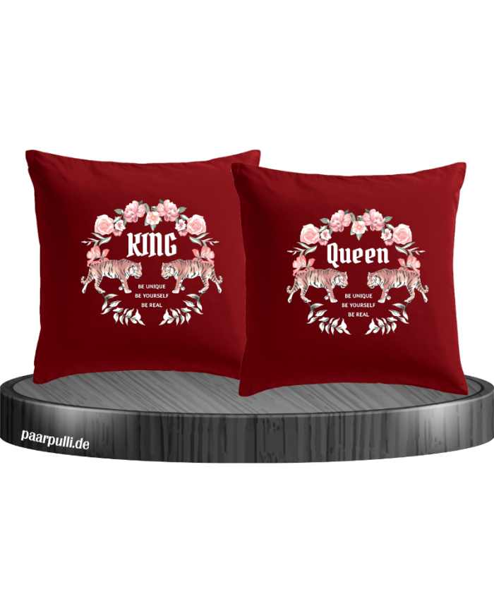 King and Queen with Flowers Kissenbezüge Set