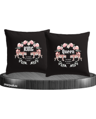 King and Queen with Flowers Kissenbezüge Set