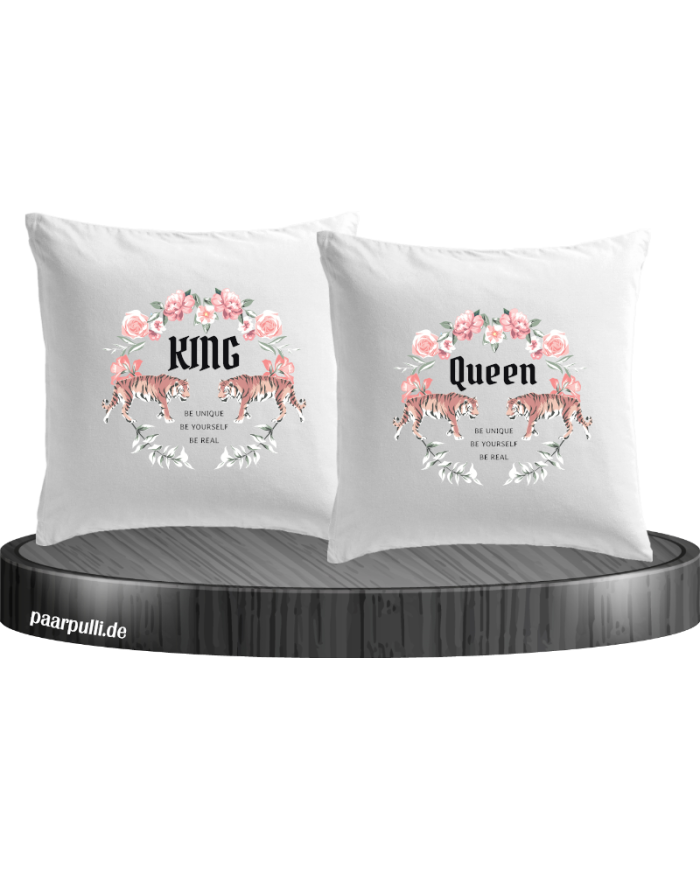 King and Queen with Flowers Kissenbezüge Set