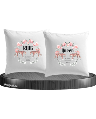 King and Queen with Flowers Kissenbezüge Set