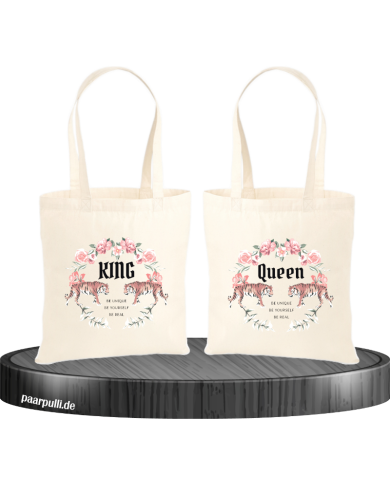 King and Queen with Flowers Jutebeutel Set King and Queen with Flowers Jutebeutel Set