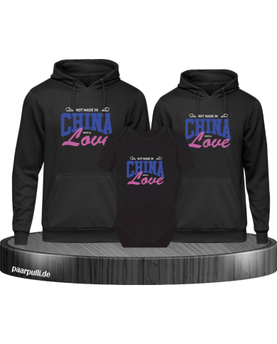 Not made in China made by Love 3er Familienlook Hoodies mit Baby Body Not made in China made by Love 3er Familienlook Hoodies mit Baby Body