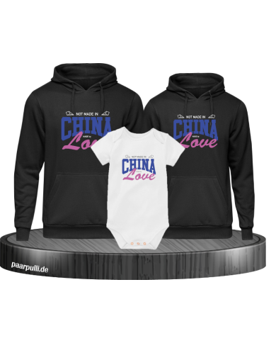 Not made in China made by Love 3er Familienlook Hoodies mit Baby Body Not made in China made by Love 3er Familienlook Hoodies mit Baby Body