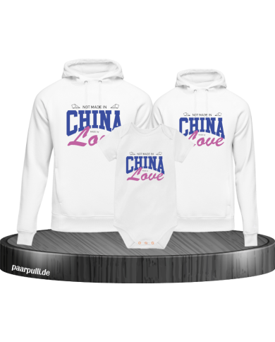 Not made in China made by Love 3er Familienlook Hoodies mit Baby Body Not made in China made by Love 3er Familienlook Hoodies mit Baby Body
