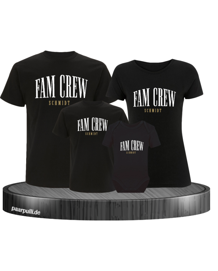 Fam Crew mit Wunschname T-Shirts mit  Babybody
