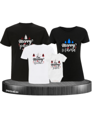 Merry Family 4er Familienset T-Shirts mit  Babybody