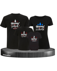Merry Family 4er Familienset T-Shirts mit  Babybody