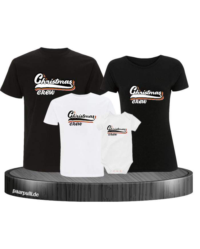 Christmas Crew 4er Familienset T-Shirts mit  Babybody