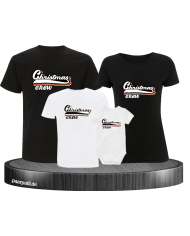 Christmas Crew 4er Familienset T-Shirts mit  Babybody