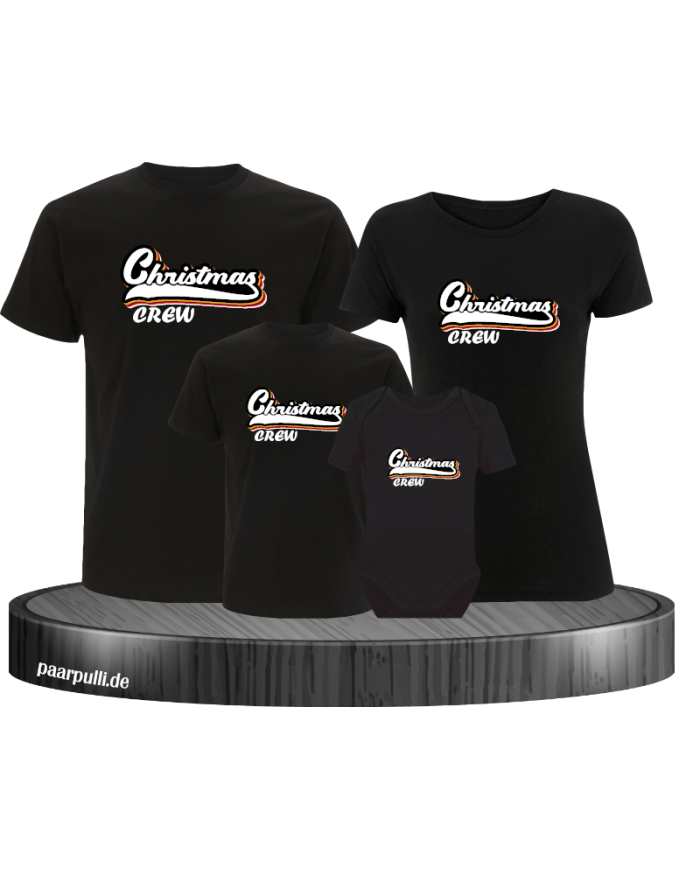 Christmas Crew 4er Familienset T-Shirts mit  Babybody