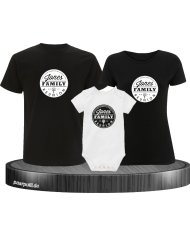 Family Reunion mit Wunschname und Wunschzahl 3er Familienset T-Shirts mit  Babybody