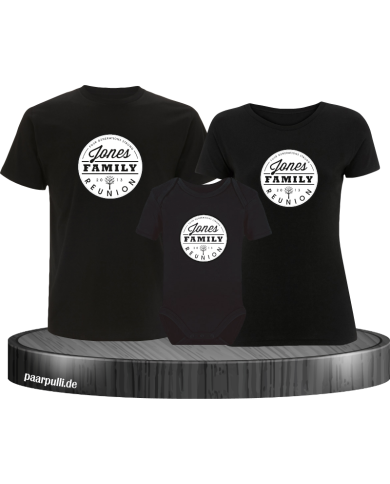 Family Reunion mit Wunschname und Wunschzahl 3er Familienset T-Shirts mit  Babybody Family Reunion mit Wunschname und Wunschzahl 3er Familienset T-Shirts mit  Babybody