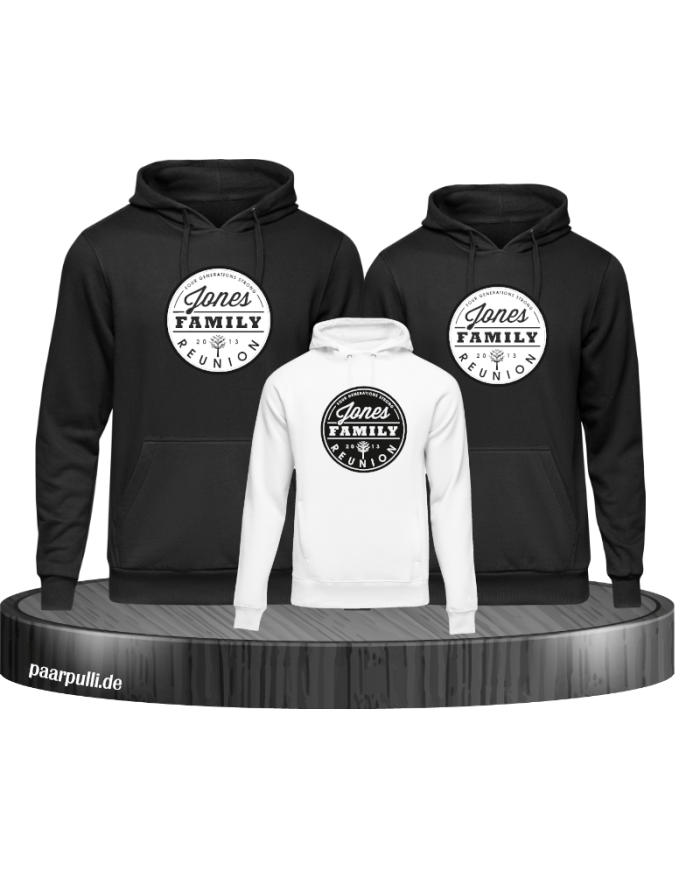 Family Reunion mit Wunschname und Wunschzahl Familienlook Hoodies