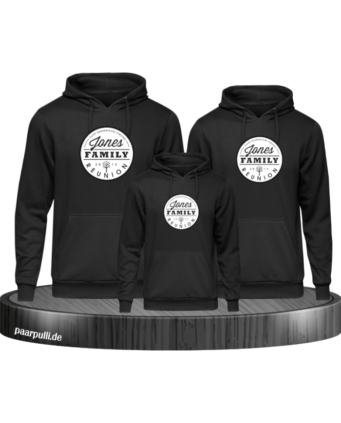 Family Reunion mit Wunschname und Wunschzahl Familienlook Hoodies