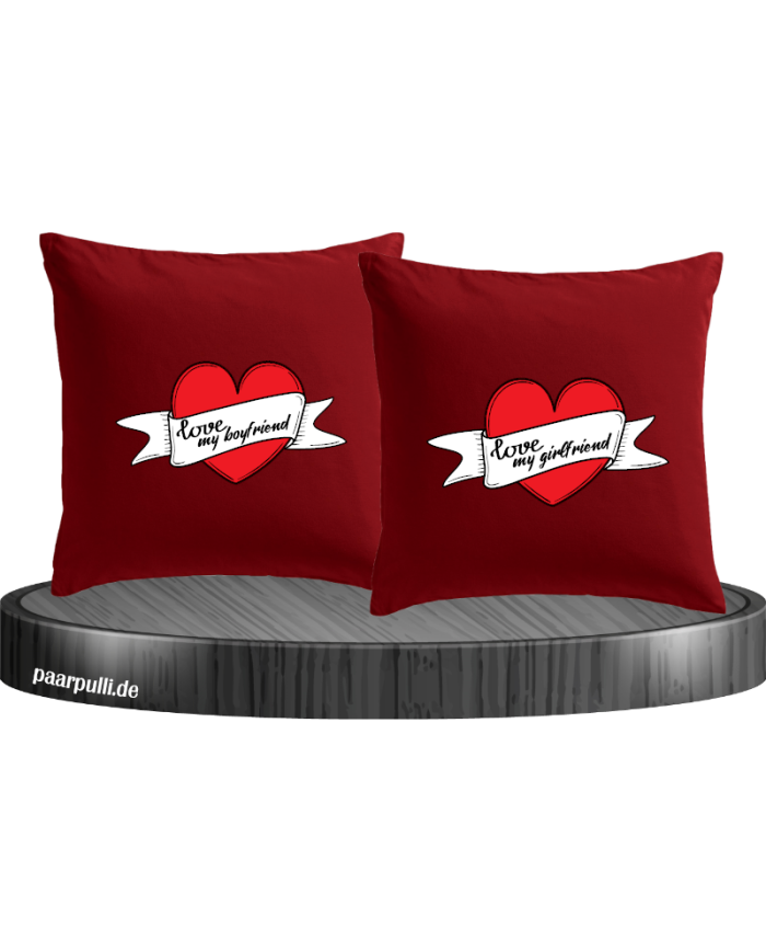 I Love my Boyfriend and Girlfriend Kissenbezüge Set