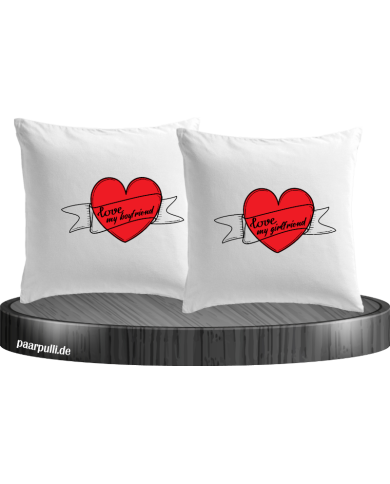 I Love my Boyfriend and Girlfriend Kissenbezüge Set I Love my Boyfriend and Girlfriend Kissenbezüge Set