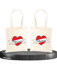I Love my Boyfriend and Girlfriend Jutebeutel Set