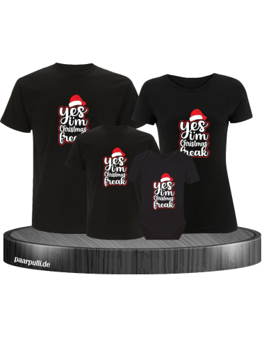 I'm a Christmas Freak 4er Familienset T-Shirts mit  Babybody I'm a Christmas Freak 4er Familienset T-Shirts mit  Babybody