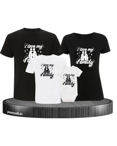 I Love my Family 4er Familienset T-Shirts mit  Babybody I Love my Family 4er Familienset T-Shirts mit  Babybody