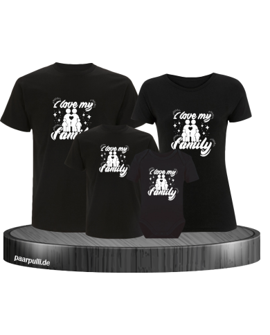 I Love my Family 4er Familienset T-Shirts mit  Babybody I Love my Family 4er Familienset T-Shirts mit  Babybody