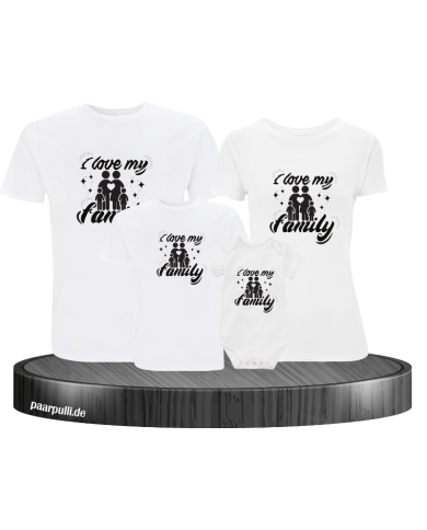 I Love my Family 4er Familienset T-Shirts mit  Babybody I Love my Family 4er Familienset T-Shirts mit  Babybody