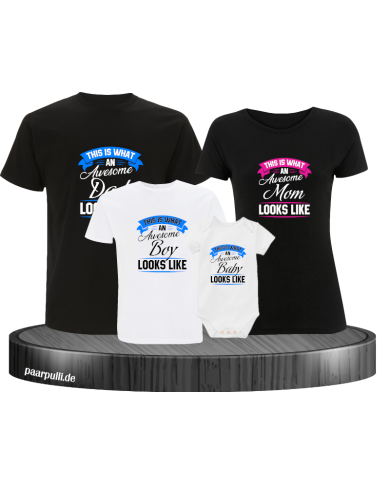 This is what an awesome Family looks like 4er Familienset T-Shirts mit  Babybody This is what an awesome Family looks like 4er Familienset T-Shirts mit  Babybody