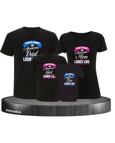 This is what an awesome Family looks like 4er Familienset T-Shirts mit  Babybody This is what an awesome Family looks like 4er Familienset T-Shirts mit  Babybody