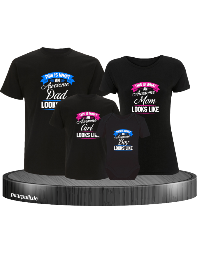 This is what an awesome Family looks like 4er Familienset T-Shirts mit  Babybody