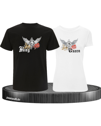 King and Queen mit Rose und Löwe T-Shirt King and Queen mit Rose und Löwe T-Shirt