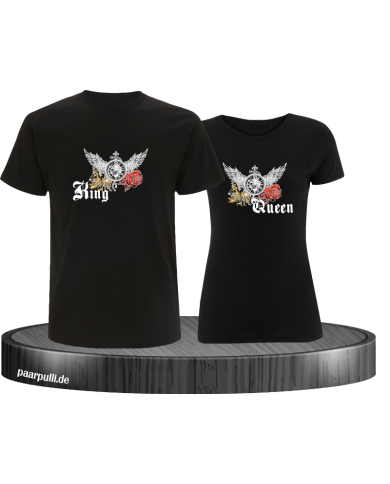 King and Queen mit Rose und Löwe T-Shirt King and Queen mit Rose und Löwe T-Shirt