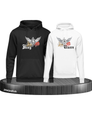 King and Queen mit Rose und Löwe Hoodie