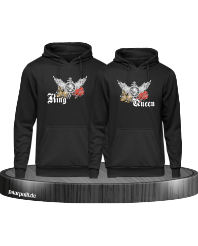 King and Queen mit Rose und Löwe Hoodie King and Queen mit Rose und Löwe Hoodie