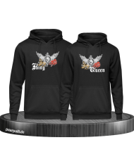 King and Queen mit Rose und Löwe Hoodie