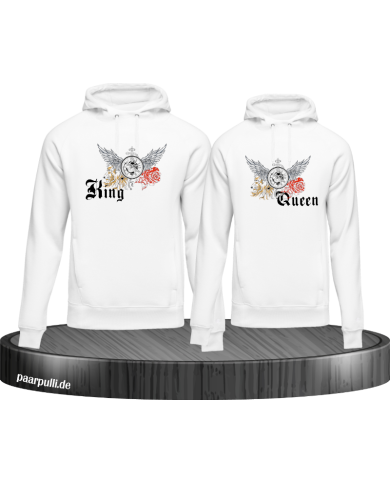 King and Queen mit Rose und Löwe Hoodie King and Queen mit Rose und Löwe Hoodie