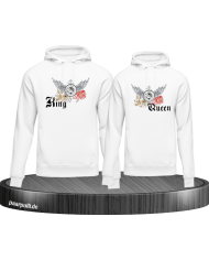 King and Queen mit Rose und Löwe Hoodie