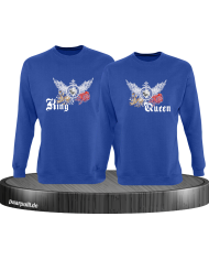 King and Queen mit Rose und Löwe Sweatshirt