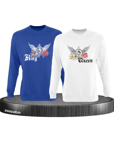 King and Queen mit Rose und Löwe Sweatshirt King and Queen mit Rose und Löwe Sweatshirt