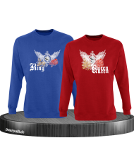King and Queen mit Rose und Löwe Sweatshirt